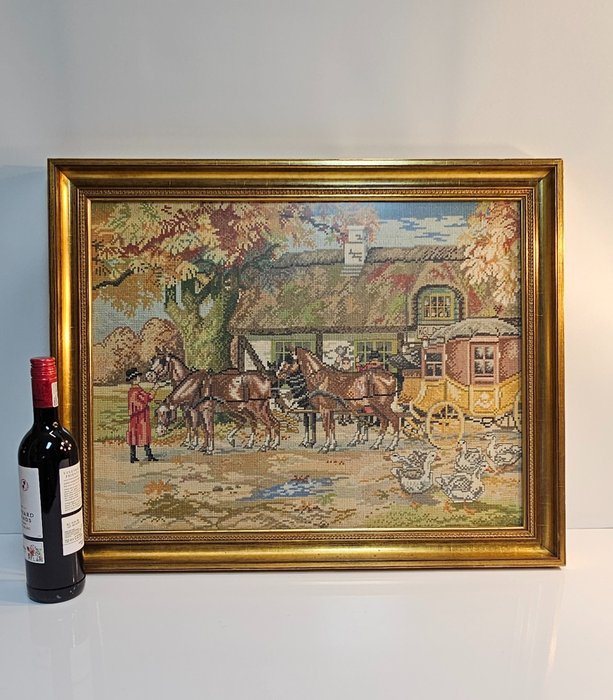 Landelijke Cottage Borduurschilderij - Broderie  - 57 cm - 71 cm