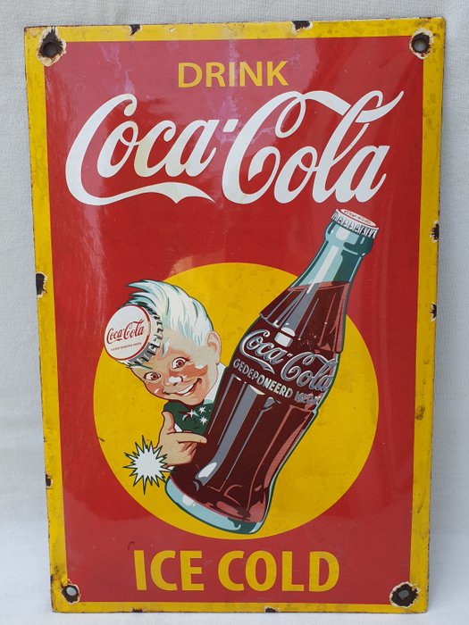 Emalje skilt - Gammelt reklameskilt Coca-Cola 30 x 20 cm