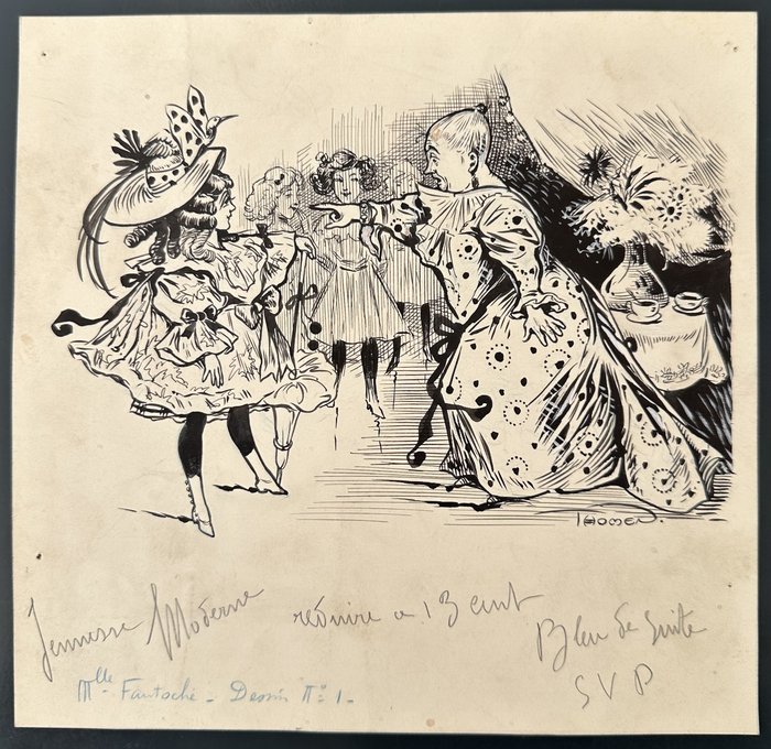 Thomen, Raoul - 1 Original drawing - Mademoiselle Fantoche (page 1) - La Jeunesse moderne - (circa 1910)