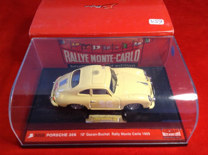 Brumm 1:43 - Rennwagenmodell - Special Promotional - Magazine Automodelli - ref. #S058 – Porsche 356A Coupé 1600cc 18. Rallye Monte Carlo 1959 #56 Alexander Gacon/Robert Buchet