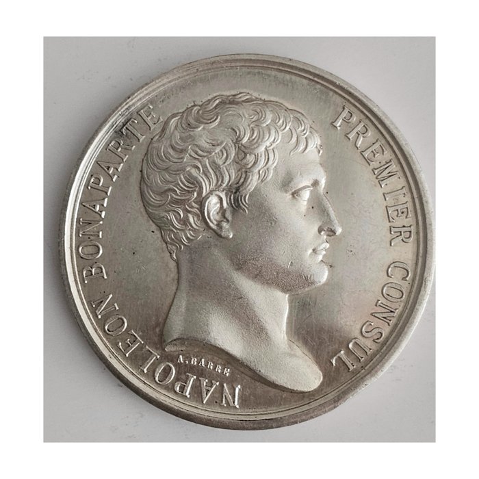 França. Medalha de Prata 1840 (refrappe 1860-1879) "Loi du XXV ventose An X" opus Barre - 13,27 gr - Medalha 