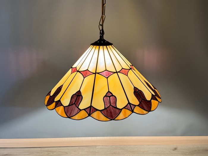Zeer grote Tiffany-stijl hanglamp doorsnede 41 cm - Candeeiro suspenso - Tipo de vidro