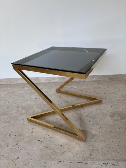 Side table - Glass, Golden steel