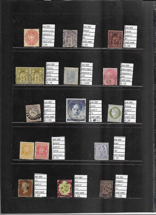 világ 1850/1950 - Klasszikus európai országok gyűjteménye bélyegzett és MH* +MNH** kat.2715 - yvert  scott sassone