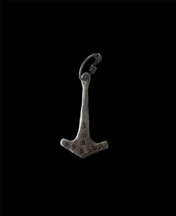Vikingetiden Sølv Thors hammer vedhæng - 3.2 mm