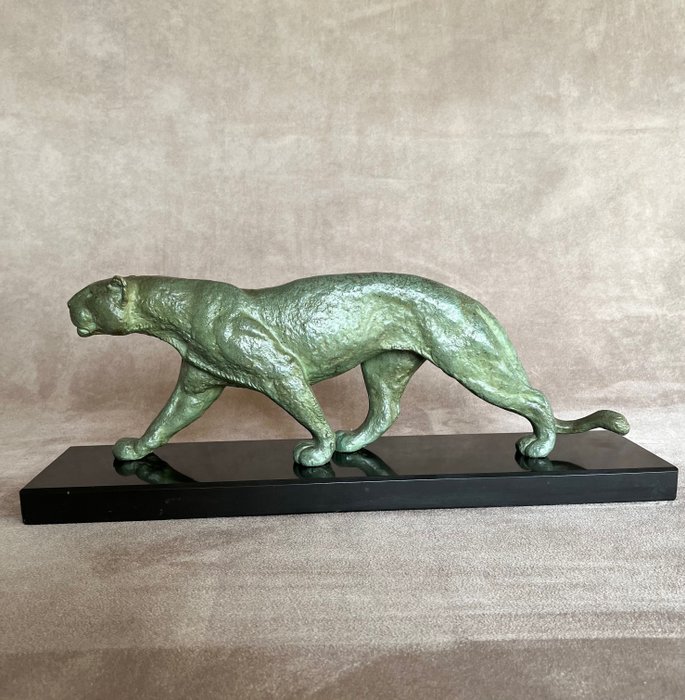 Rulas - 雕刻, Panthère - 45 cm - 青銅色 - 1930