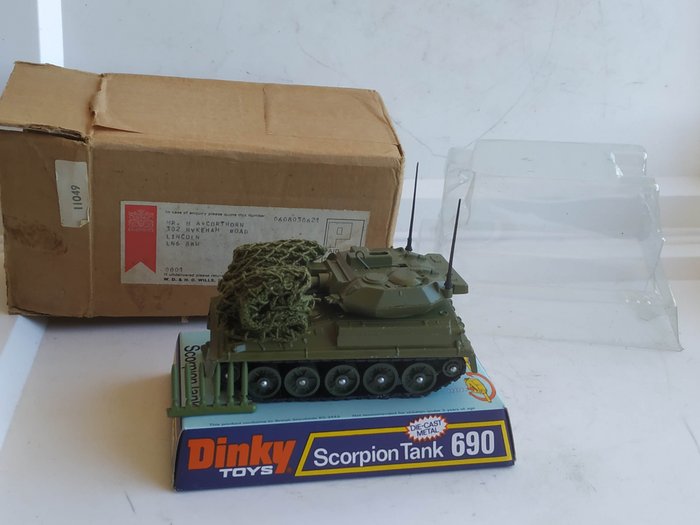 Dinky Toys 1:48 - Στρατιωτικό όχημα μοντελισμού - Original First Issue First Serie British Army Mint Model Alvis "SCORPION" Scorpion Striker Tank - αρ. 690 - Στο αρχικό Πρώτο Τεύχος Παράθυρο - 1972/'74
