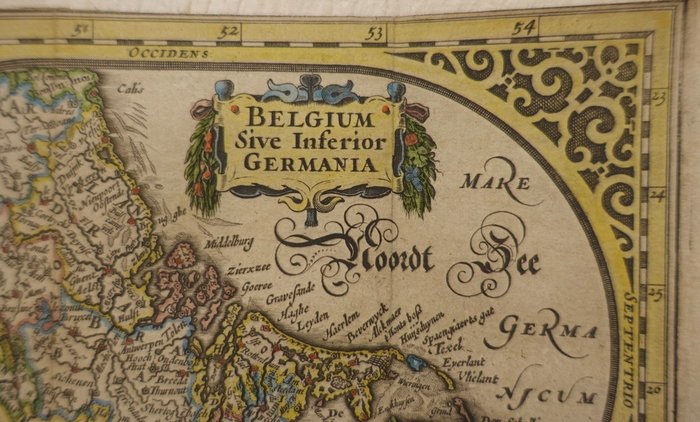 荷蘭, 地圖 - 比利時、盧森堡、第十七省; A. Goos / J. Janssonius - Belgium Sive Inferior Germania - 1625