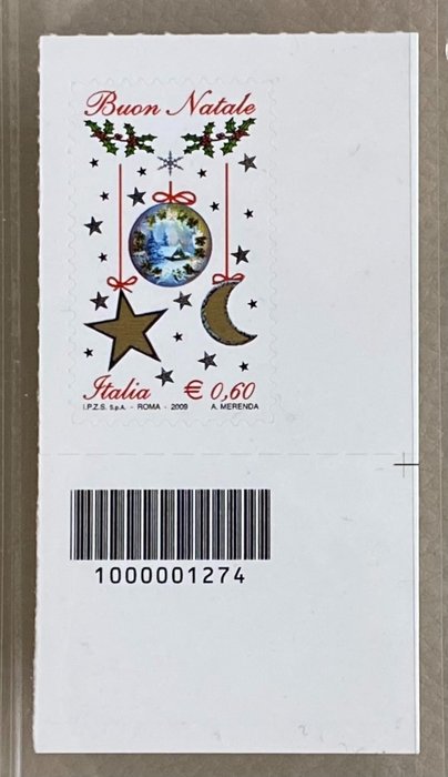 Italia 2009 - Natale Laico codice a barre MNH** - Unificato N. 3187