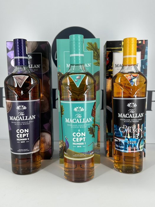 Macallan - Concept No. 1 - No. 2 - No. 3 - Original bottling  - 700 ml - 3 flasker