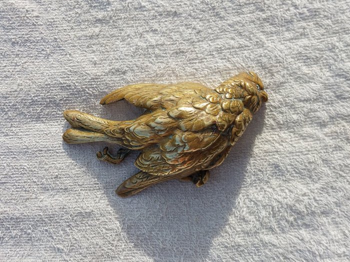 雕塑, Dood vogeltje - 11 cm - 黄铜色