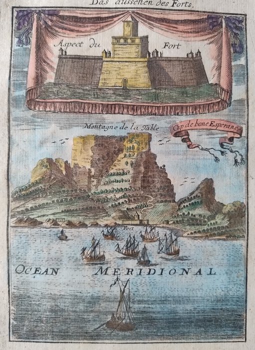 Afrika, Landkarte - Südafrika / Kap der Guten Hoffnung; M. Mallet - Cap de bone Esperance - 1701-1720