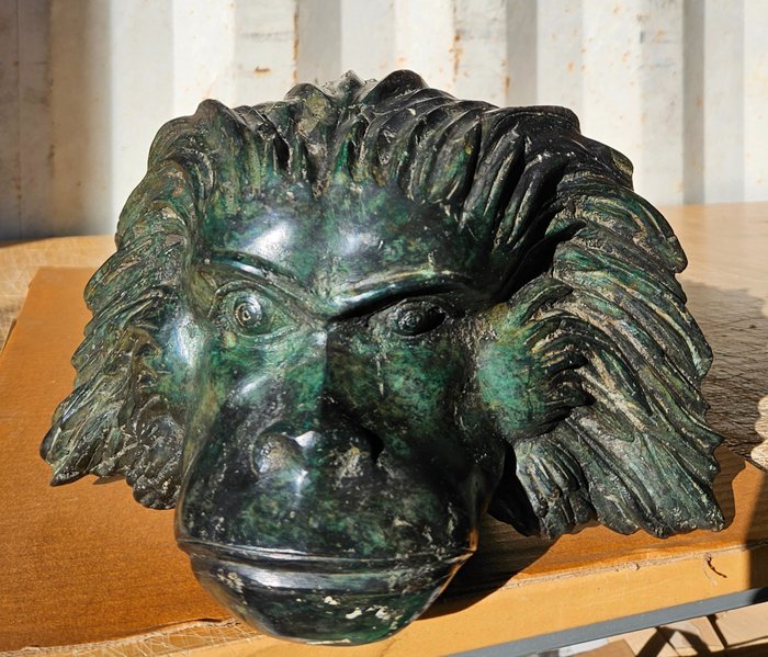 Figur - Kopf von Affe - 27 cm - 2 kg - Bronze