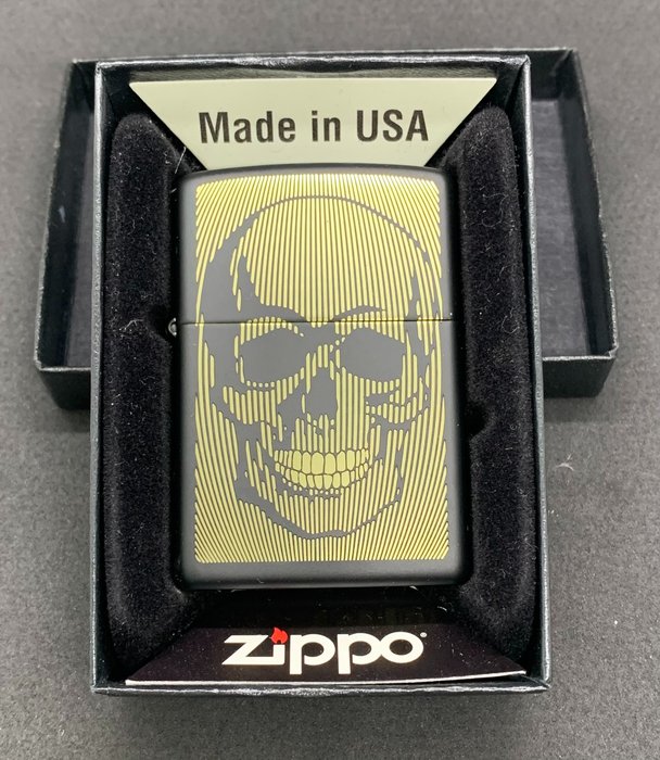 Zippo - Zippo lighter 2020 Skull Golden Black Matte - Öngyújtó - Sárgaréz
