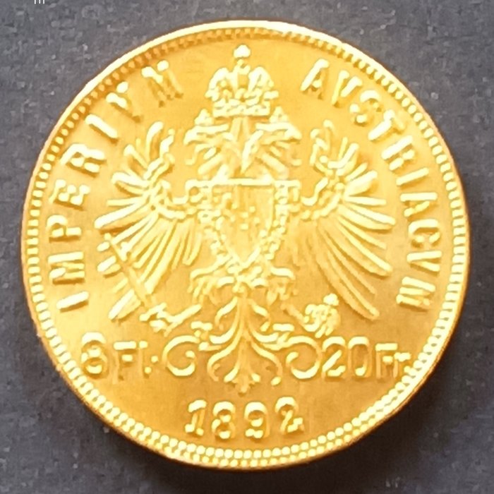 奧地利. Franz Joseph I. Emperor of Austria (1850-1866). 8 Florins/20 Francs 1892