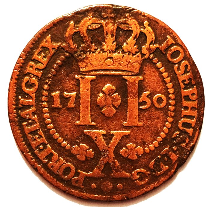 葡萄牙, 马德拉群岛. D.何塞一世 (1750-1777). X Réis - 1750 - Escassa - Cobre  (没有保留价)
