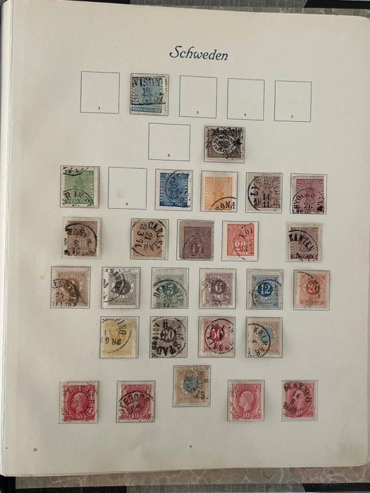 Suède 1855/1940 - Très belle collection avancée avec des timbres et des séries bien meilleurs avec une valeur