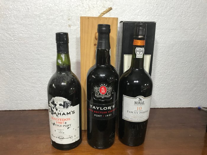 Port: 1987 Graham’s Malvedos Vintage, 1997 Taylor LBV & Noval 10 anos - Douro - 3 Flasker (0,75 L)