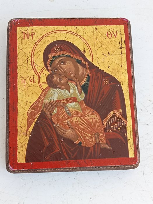 Ikone - Auf Holz gemalt „Madonna mit Kind“