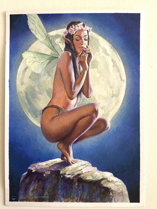 Lombardo, Spartaco - 1 Original colour drawing - Moon Fairy - 2023