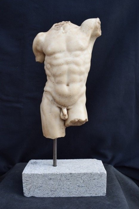Scultura, Torso maschile - 40 cm - Polvere di marmo