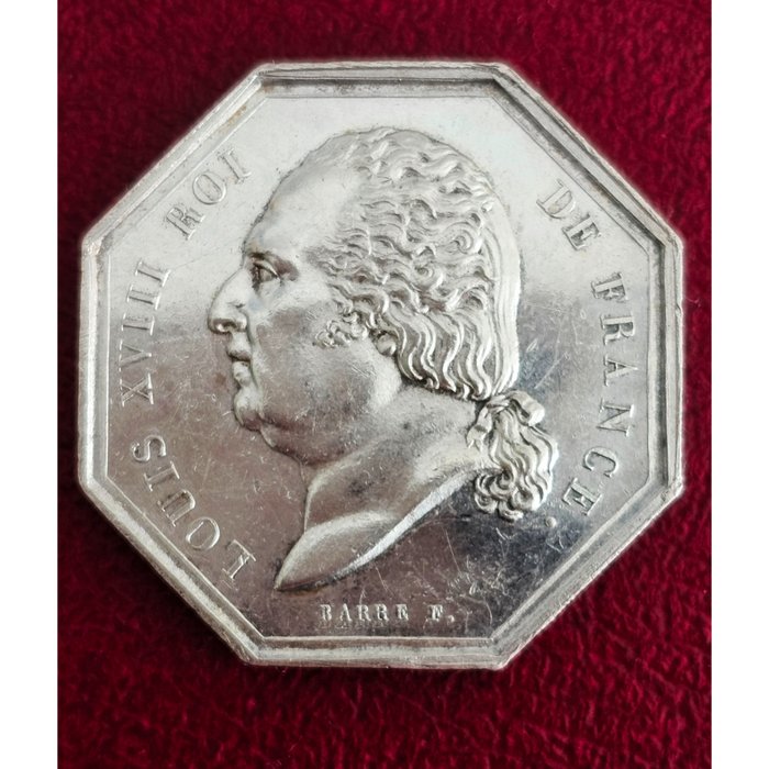 法国。 1823 年农业和园艺作品 Barre - 16.17 克。 Ag (.950) 较重 - 纪念代币