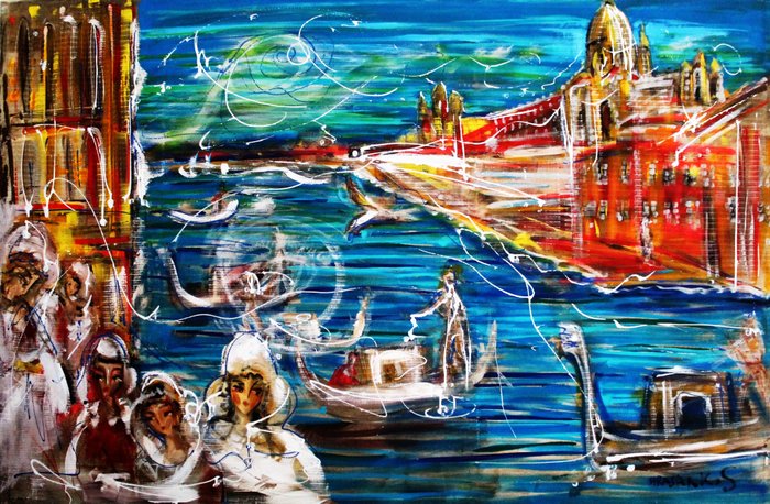 Hrasarkos (1975) - Très grand toile  XXXL- L'entrée du Grand Canal, Venise