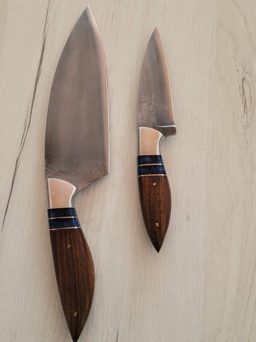 Couteau de cuisine - Chef's knife - Bois d'olivier, résine et acier à haute teneur en carbone - Japon