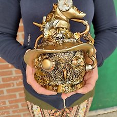 Beeld, Steampunk Owl with Hat – 21 cm – Hars