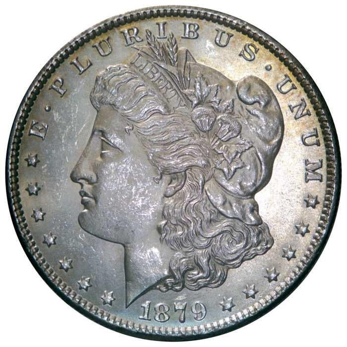 美国. Morgan Dollar 1879-S Morgan Dollar SUPERB VISUAL APPEAL!  (没有保留价)