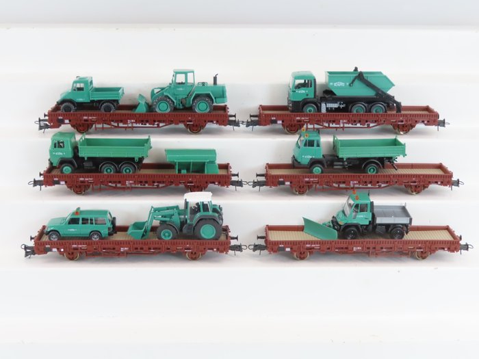 Roco H0轨 - 47843/47844/47845/47846/47847/47848 - 模型火车货运车厢 (6) - 6 件套工作火车组 - DB