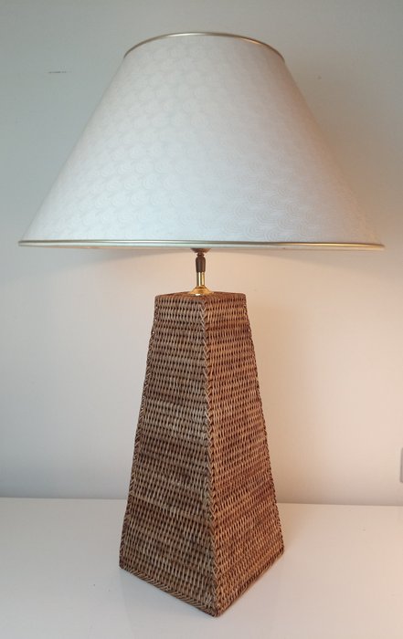 Lampa - Mega duża rattanowa lampa stołowa / lampa podłogowa XL - 78 cm