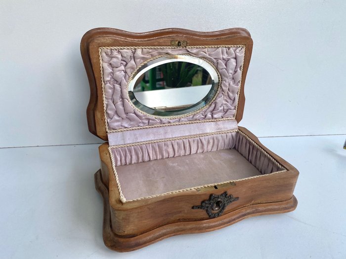 Boîte à bijoux - Bois, Bronze, Textile, Verre