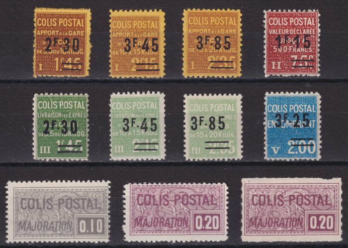 Ranska 1938 - Postipaketit numeroiden 147 ja 159 välillä, uusi*, erinomainen laatu - Yvert