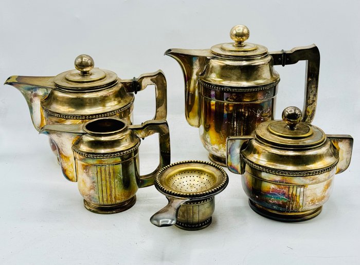 整套咖啡杯具 - Art Deco - 鍍銀青銅