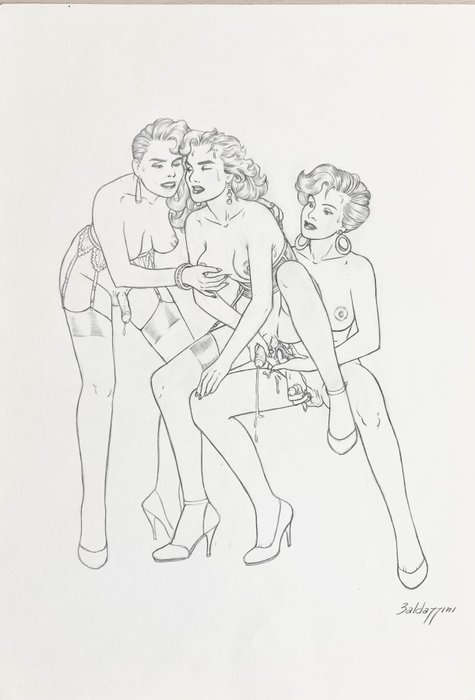 Roberto Baldazzini - 1 Original drawing - Il Trio