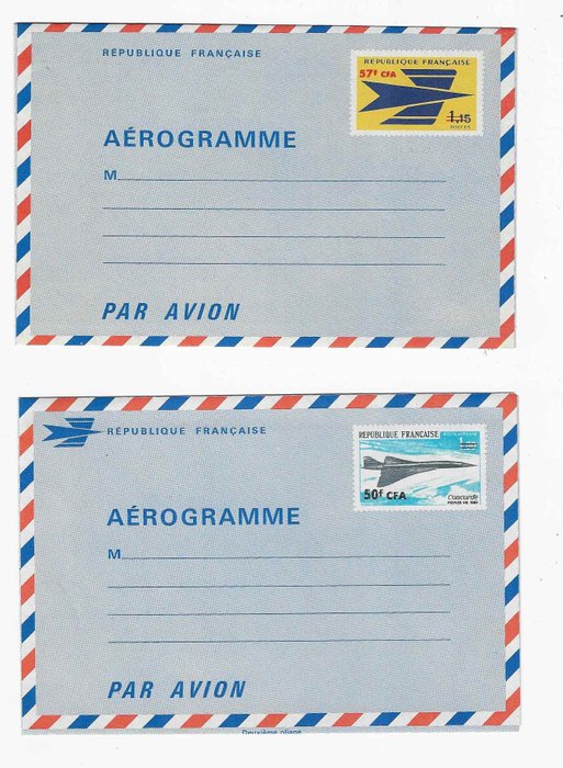 Ρεϋνιόν 1969 - τα 2 αερογράμματα - καινούργια - Yvert n°1 et 2