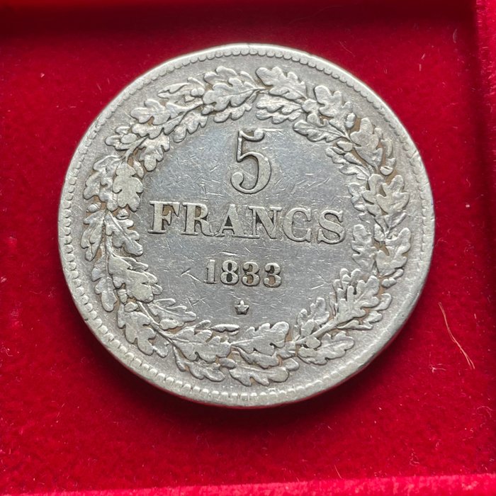 Belgique. Leopold I (1831-1865). 5 Francs 1833  (Sans Prix de Réserve)