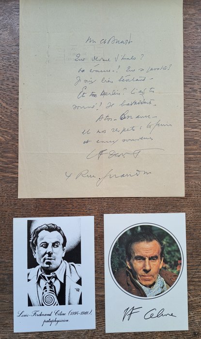 Louis-Ferdinand Céline - Lettre autographe signée [joint 2 cartes postales modernes sur L.F Céline] - 1941
