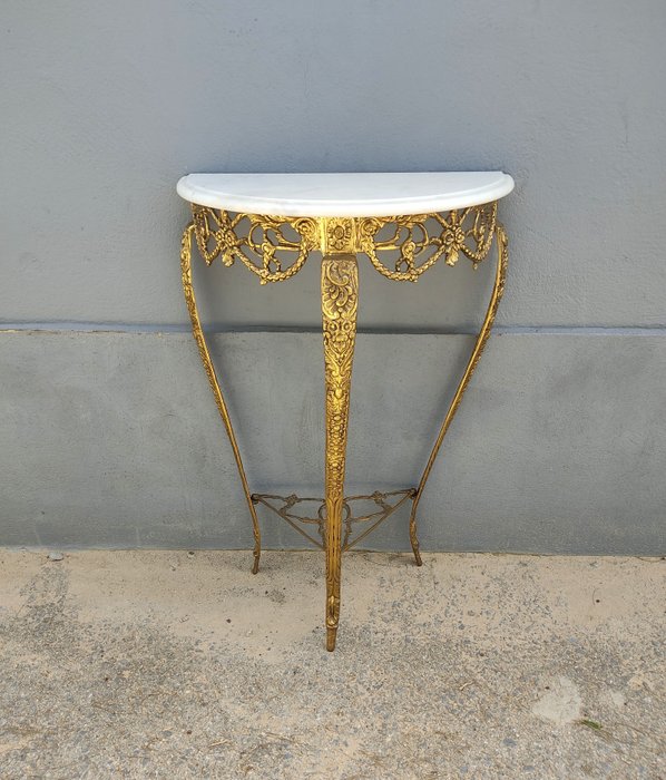 Console table - Bronze console with marble top