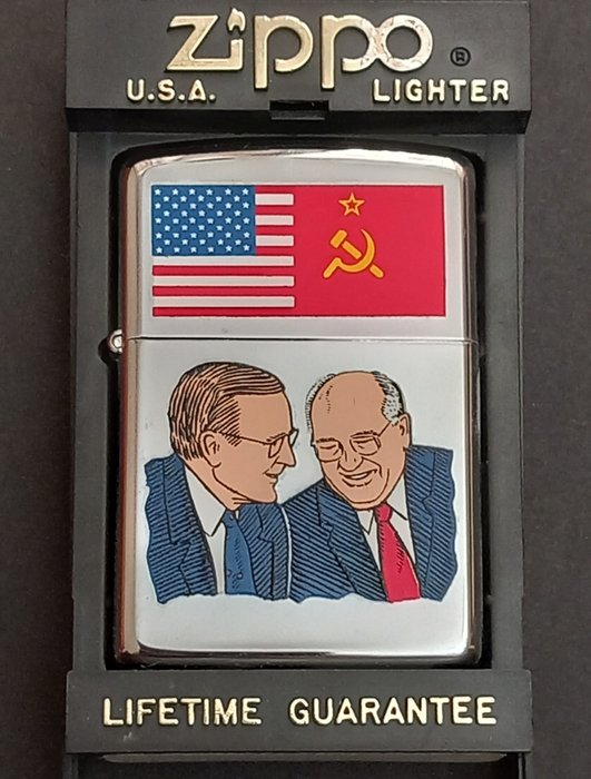 Zippo, George Bush y Mikhail Gorbachev Año 1990 Mes Septiembre USA Y URRS - 打火機 - 鋼（不銹鋼）