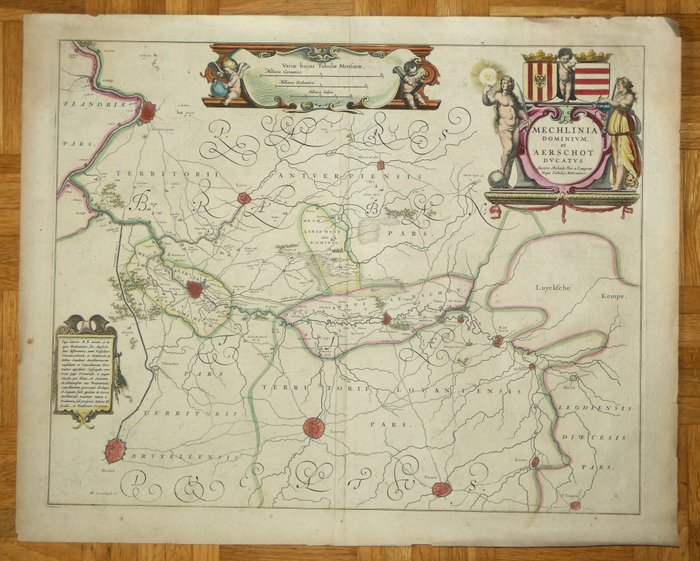 Europa, Mapa - Belgia / Mechelen / Aarschot; Michiel Florent van Langren / Johannes Janssonius van Waesberge - Mechlinia dominium et Aerschot ducatus - 1670