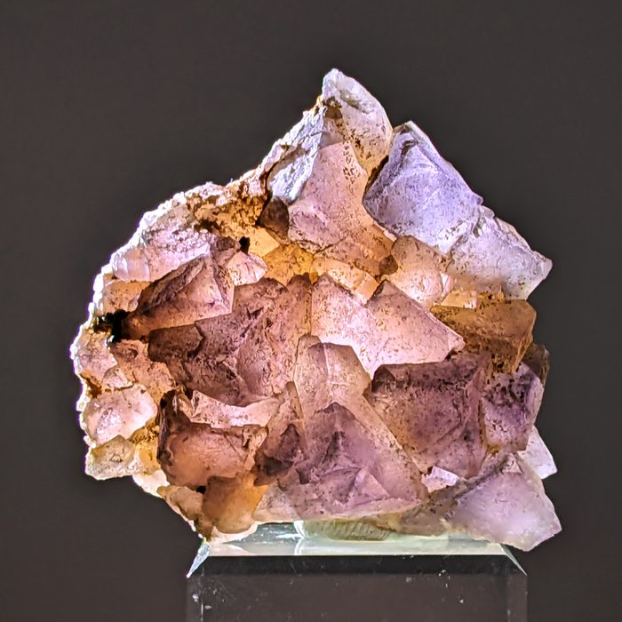 板，粉红色萤石，立方晶体，水晶疗法 水晶 - 高度: 65 mm - 宽度: 62 mm- 80.82 g - (1)