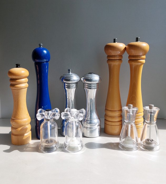 Cole & Mason, Duka, Olde Thompson, Zassenhaus, Stoha Design - 盐和胡椒瓶 (10) - 木, 铝, 有机玻璃
