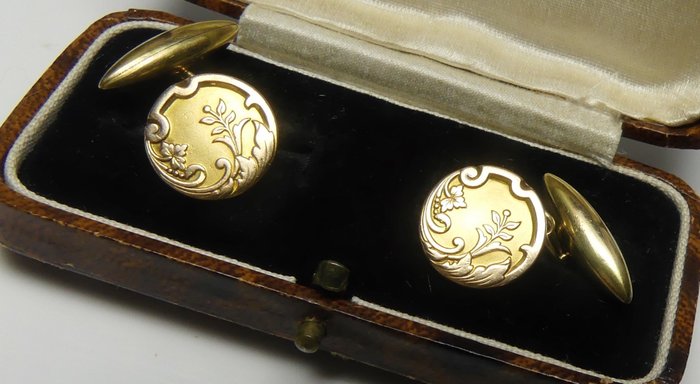Sans Prix de Réserve - Fix - François-Auguste Savard, 1805 - 1897 - Boutons de manchette - Flore Or 18 carats rempli 