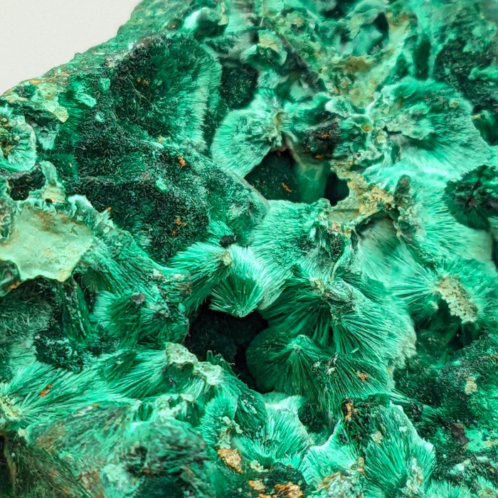 HÅRET FIBRØS MALACHIT, Primær og nåleformet, Naturlig grøn Krystaller - Højde: 81 mm - Bredde: 53 mm- 129.87 g