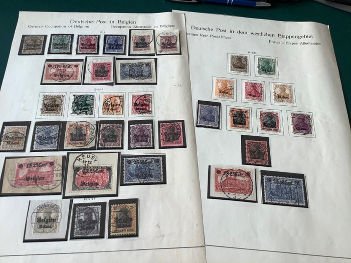 Império Alemão - Ocupação da Bélgica (1914-1918) (Etappengebiet) 1914/1918 - Coleção completa com lindos selos, incluindo Engis e Heusy - Michel 1/25