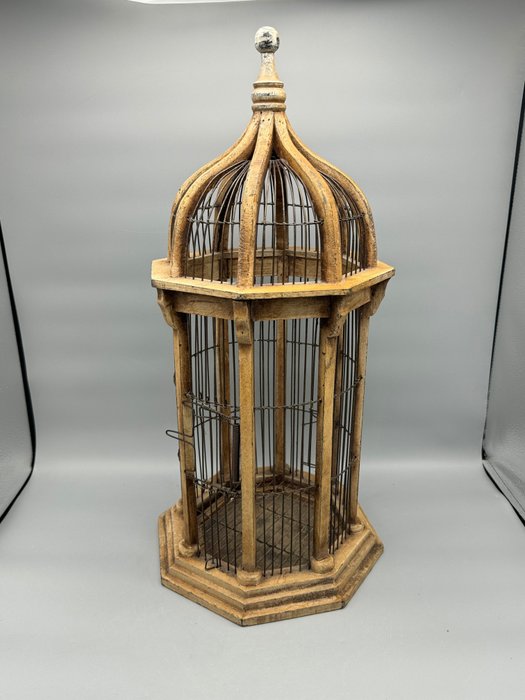 Vogelkäfig - Holz, Authentischer Vogelkäfig aus Metall