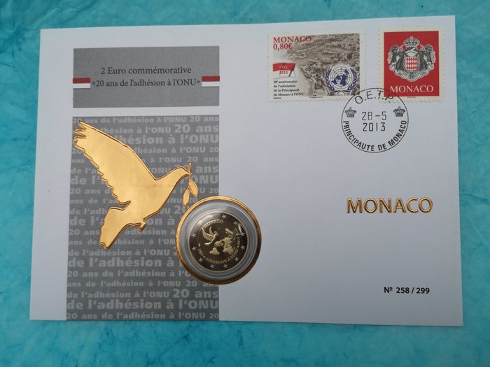摩纳哥. 2 Euro 2013 "ONU" Proof - in Numisbrief