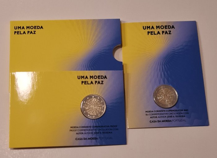 Portugal. 2 Euro 2023 "Frieden / Peace" Proof + BU (2 coins)  (No Reserve Price)